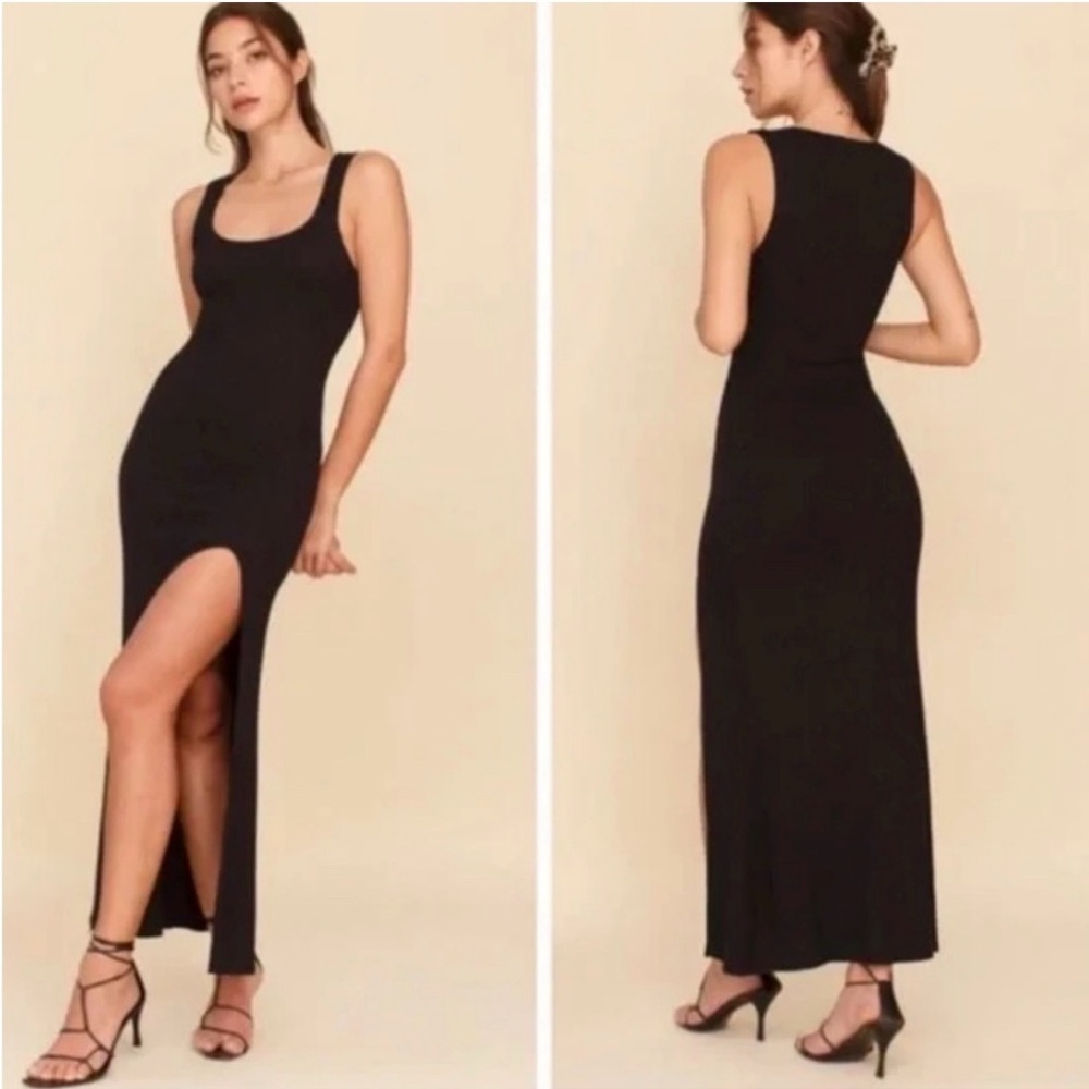Reformation Black Maxi Dress with Side Slit